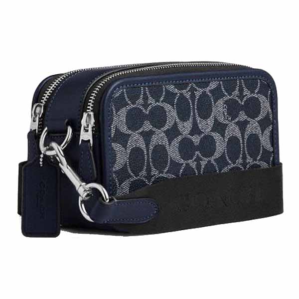 Coach Wyatt Crossbody Bag In Signature Canvas Silver Denim Chalk Blue Denim # CW365