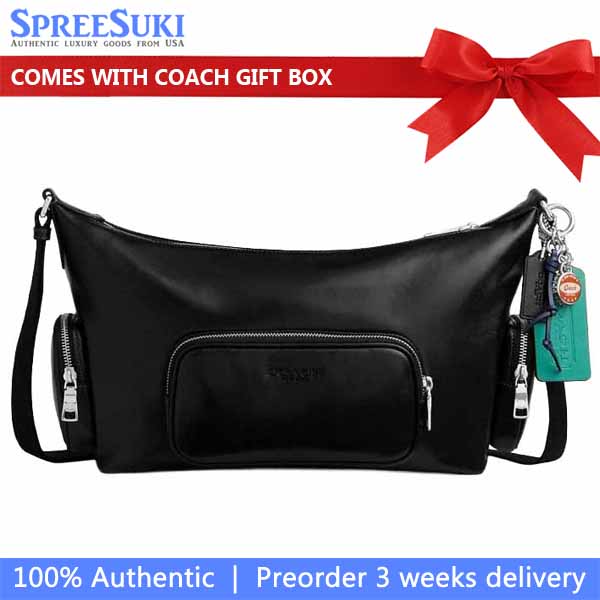 Coach Finn Crossbody Bag With Pockets And Charms Silver Black # CDY58