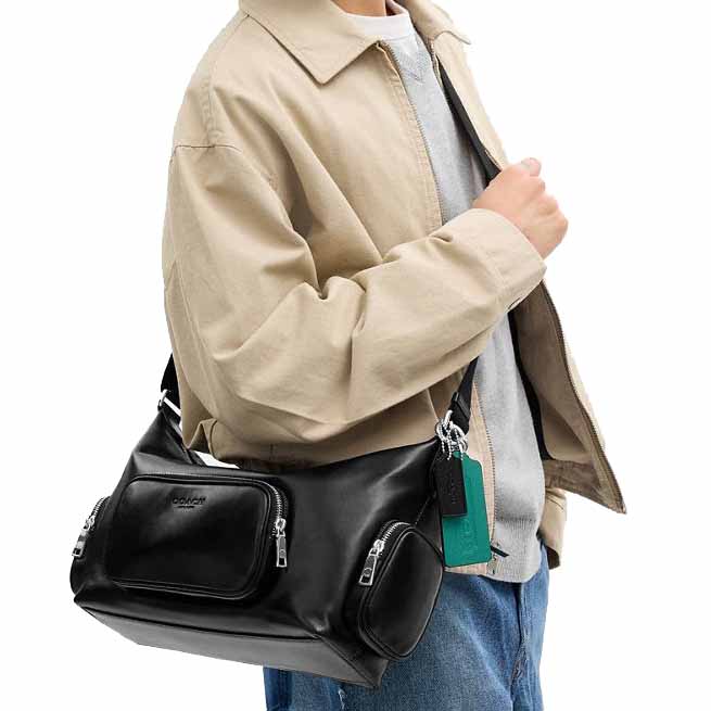 Coach Finn Crossbody Bag With Pockets And Charms Silver Black # CDY58