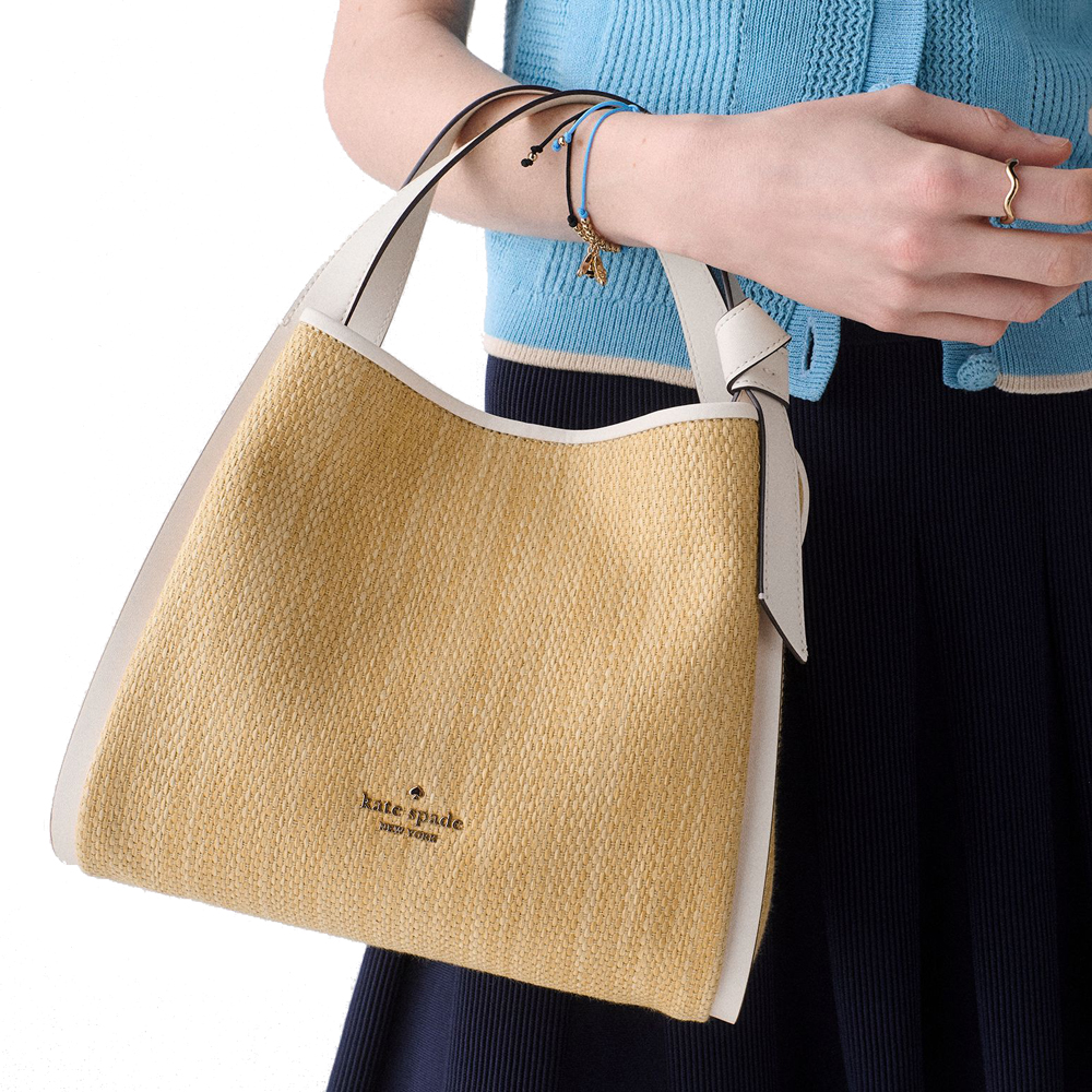 Kate Spade Knott Straw Carryall Bag Natural Brown # KO444