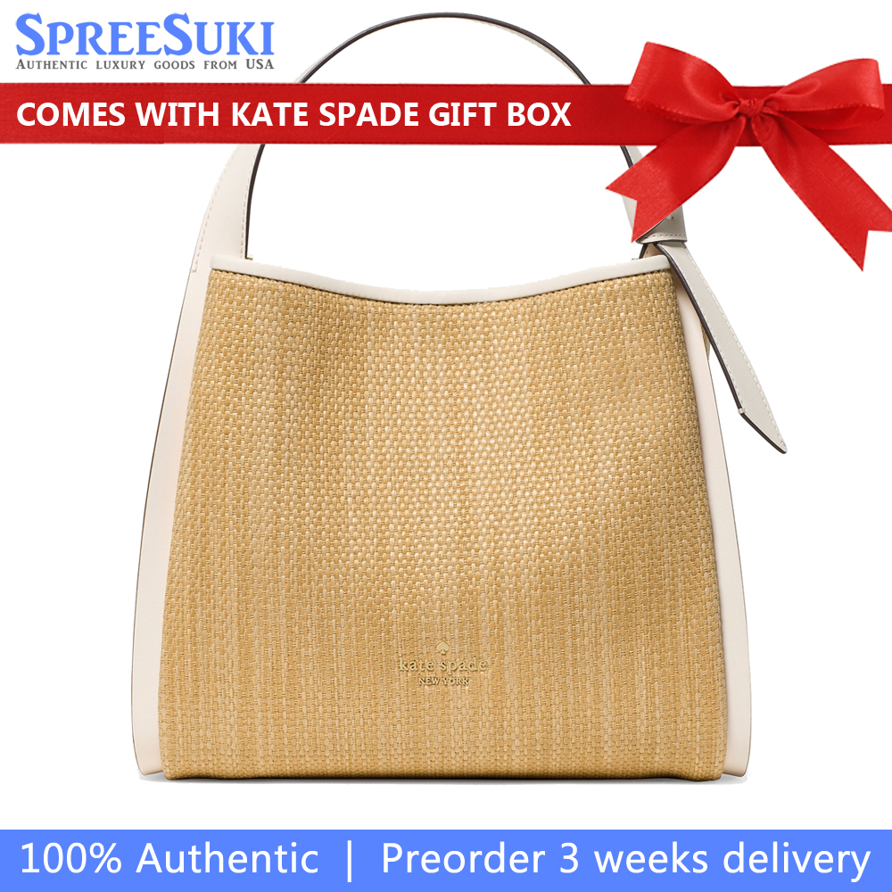 Kate Spade Knott Straw Carryall Bag Natural Brown # KO444