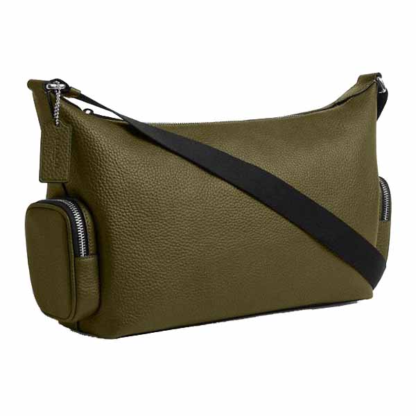 Coach Finn Crossbody Bag With Pockets Silver Olive Army Green # CCG15