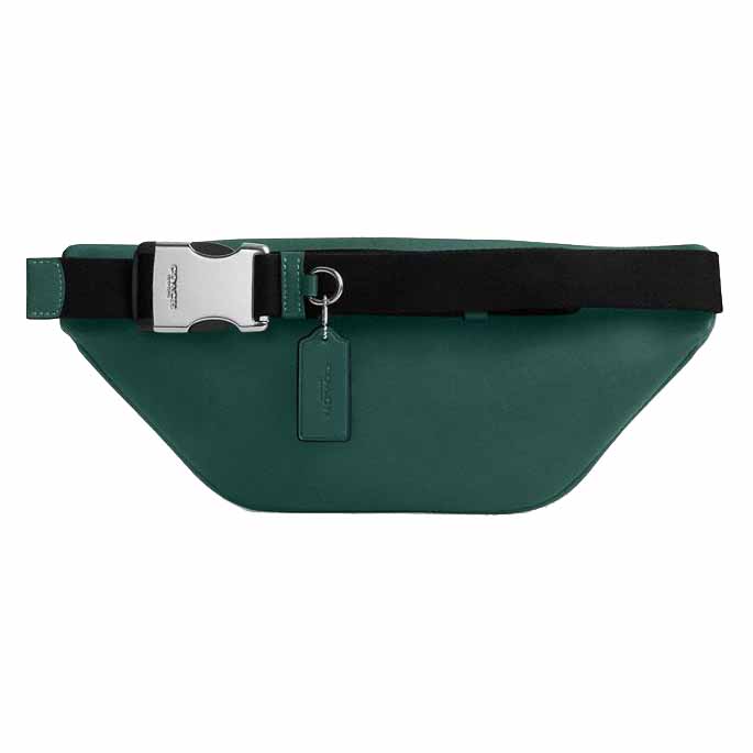 Coach Racer Small Belt Bag In Signature Canvas Silver Sea Green Emerald Green # CEB24