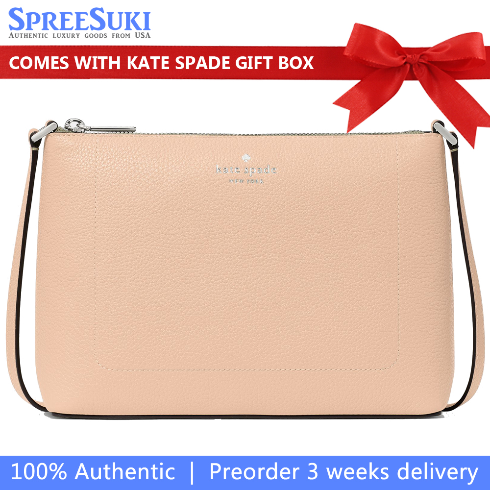 Kate Spade Leila Medium Crossbody Fresh Peach Beige # KG464
