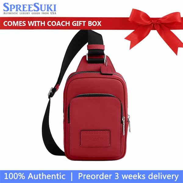 Coach Racer Sling Pack Silver True Red # CU252