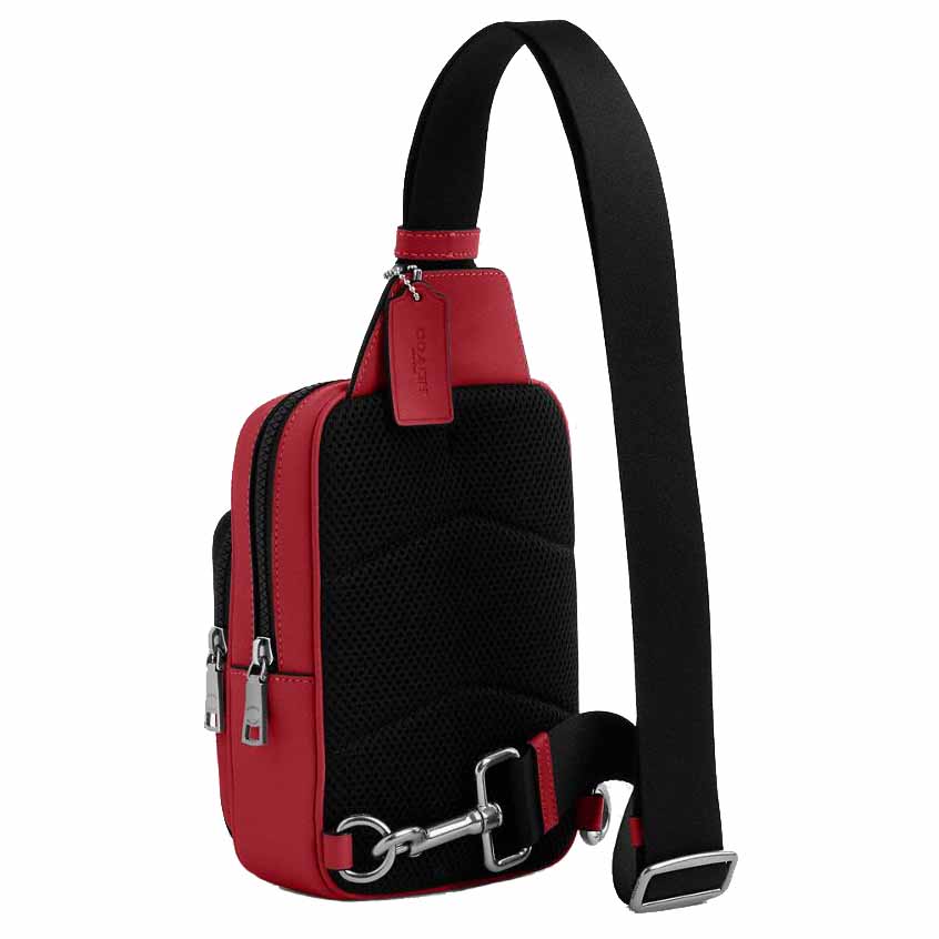 Coach Racer Sling Pack Silver True Red # CU252