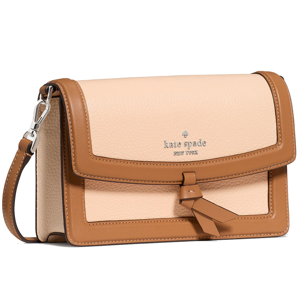 Kate Spade Knott Mini Flap Crossbody Crisp Peach Multi Brown # KM610