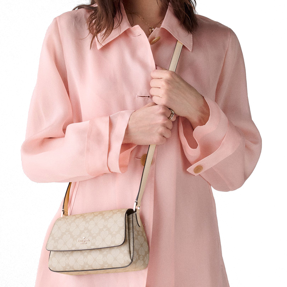 Kate Spade Sutton Spade Flower Mini Crossbody Bag Dark Beige Moon Dust # KO534