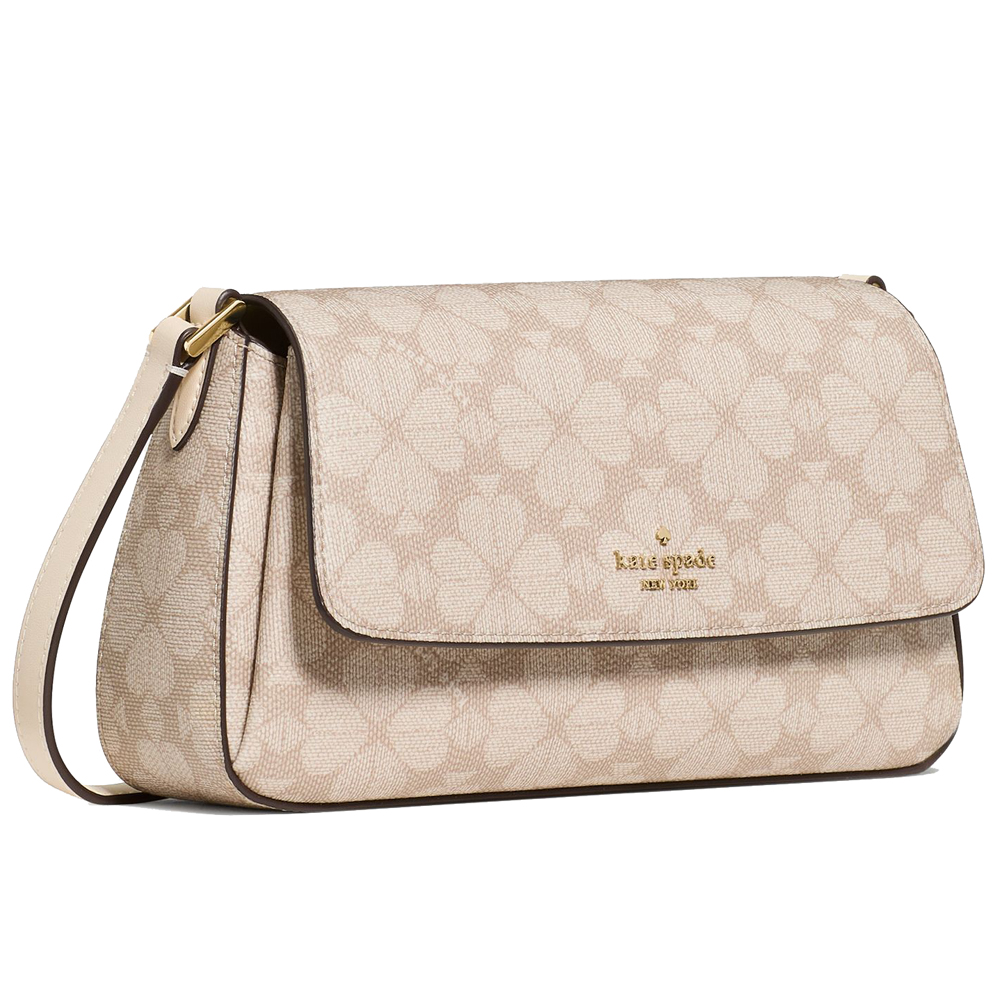 Kate Spade Sutton Spade Flower Mini Crossbody Bag Dark Beige Moon Dust # KO534