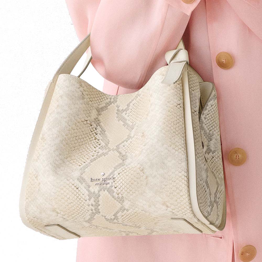 Kate Spade Knott Snake Embossed Carryall Bag Natural Multi Beige # KP041