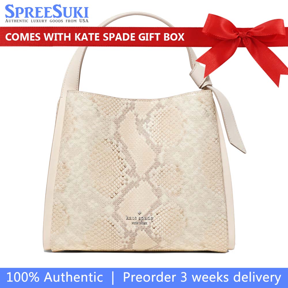 Kate Spade Knott Snake Embossed Carryall Bag Natural Multi Beige # KP041