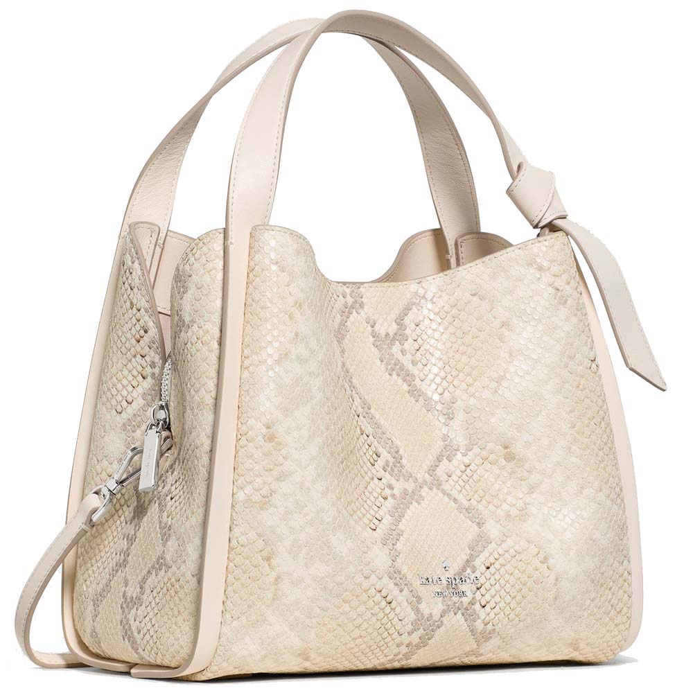 Kate Spade Knott Snake Embossed Carryall Bag Natural Multi Beige # KP041