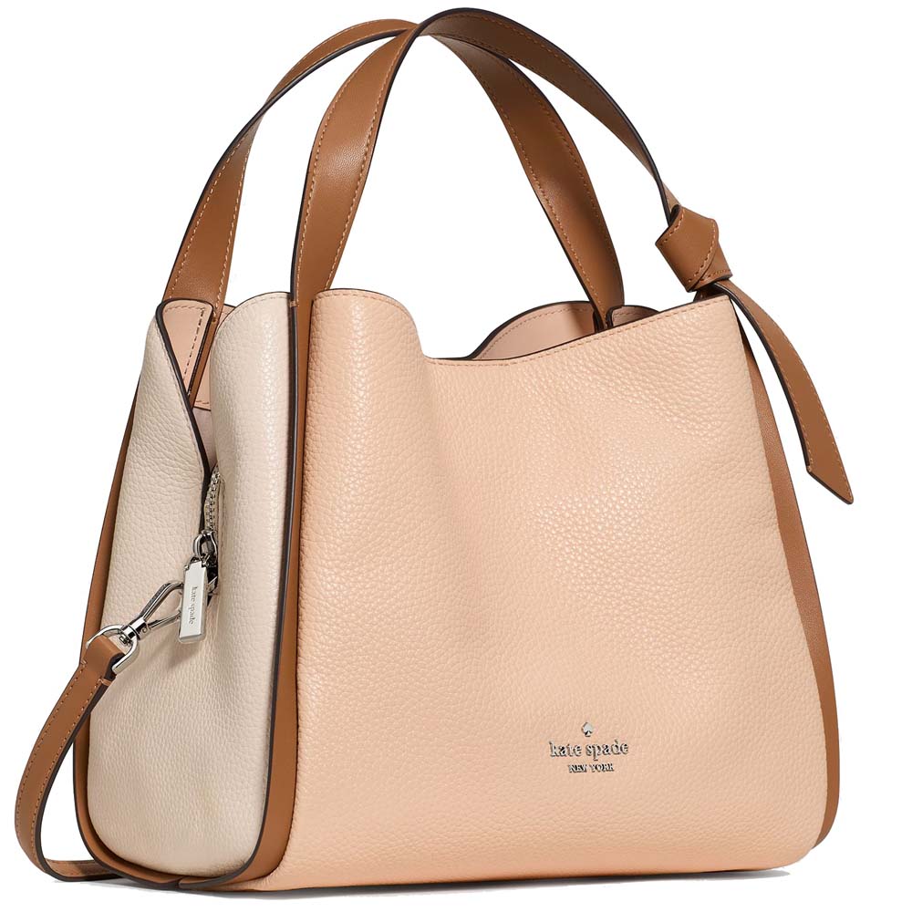 Kate Spade Knott Colorblock Convertible Carryall Crisp Peach Multi Beige # KM664