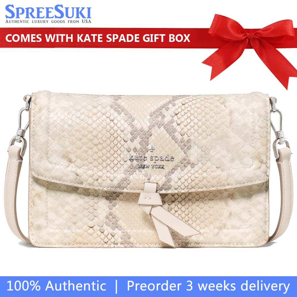 Kate Spade Knott Snake Mini Crossbody Bag Natural Multi Beige # KP009