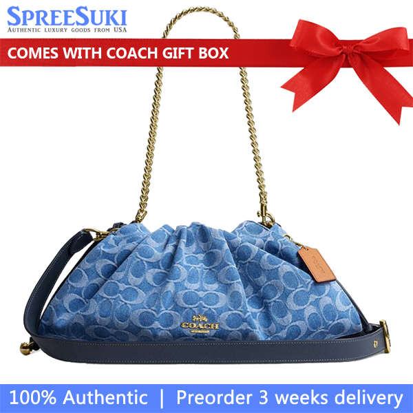 Coach Faye Large Shoulder Bag In Signature Denim Indigo Blue Denim # CDB97