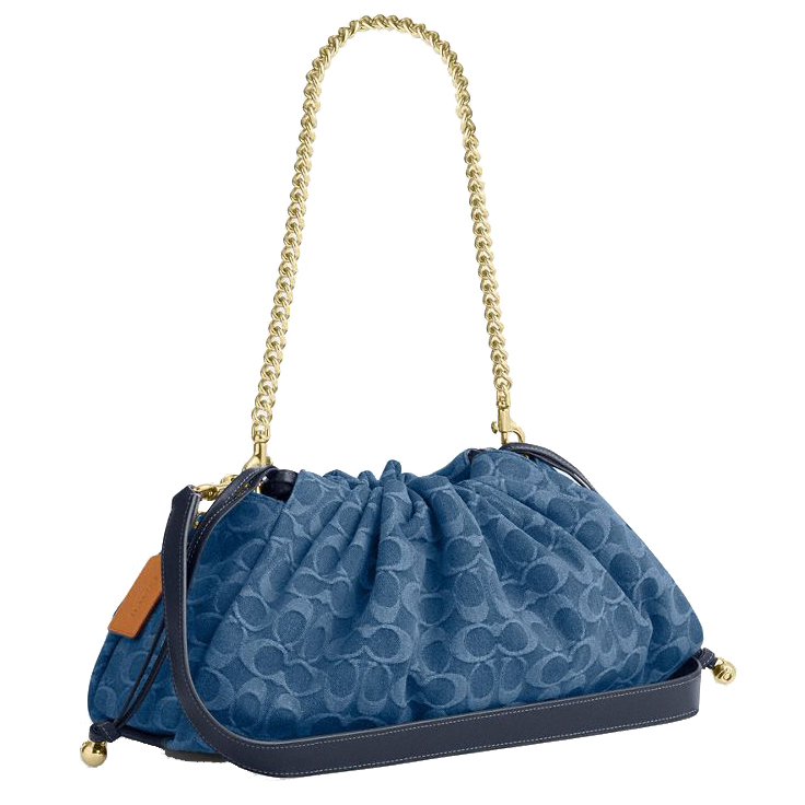 Coach Faye Large Shoulder Bag In Signature Denim Indigo Blue Denim # CDB97