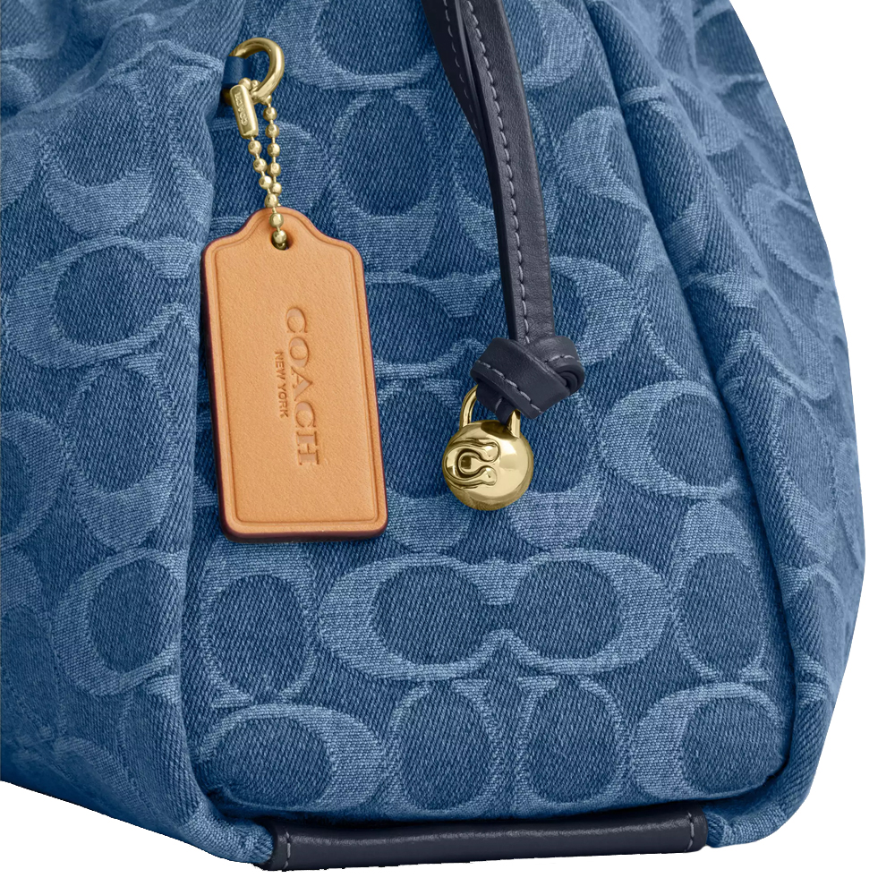 Coach Faye Large Shoulder Bag In Signature Denim Indigo Blue Denim # CDB97