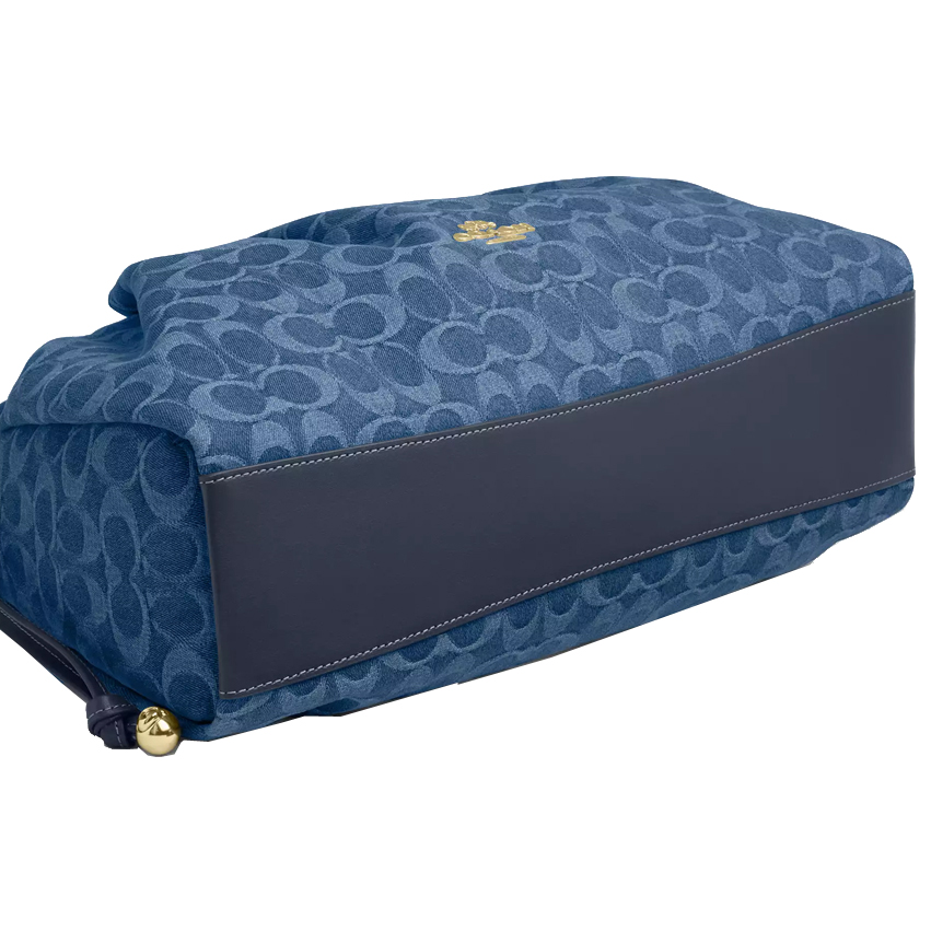 Coach Faye Large Shoulder Bag In Signature Denim Indigo Blue Denim # CDB97