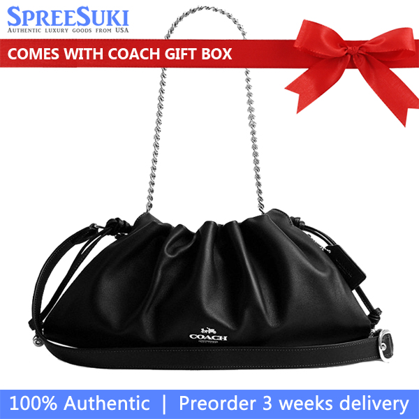 Coach Faye Large Shoulder Bag Silver Black # CCE68