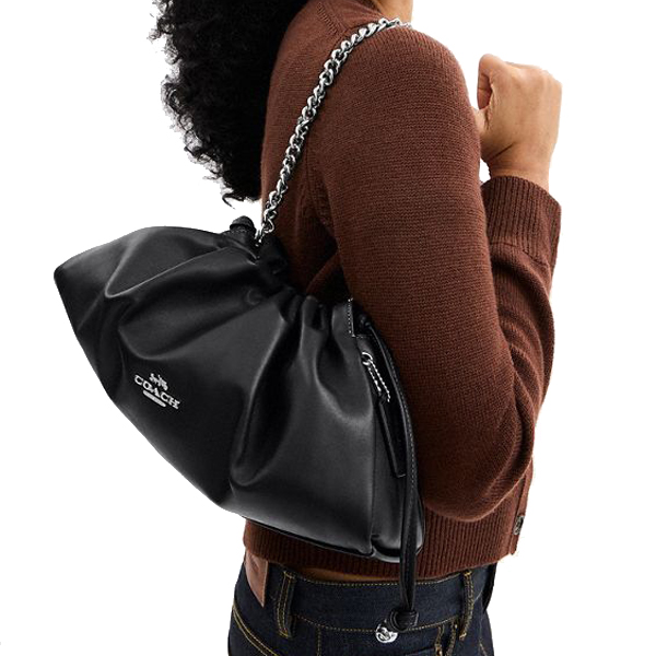 Coach Faye Large Shoulder Bag Silver Black # CCE68