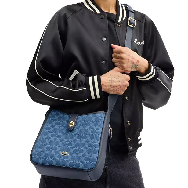 Coach Hadley Convertible Crossbody Bag In Signature Denim Indigo Blue Denim # CDB98