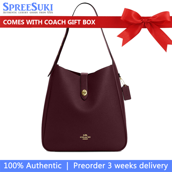 Coach Hadley Large Shoulder Bag Dark Wine Dark Red # CCD65