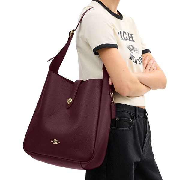 Coach Hadley Large Shoulder Bag Dark Wine Dark Red # CCD65
