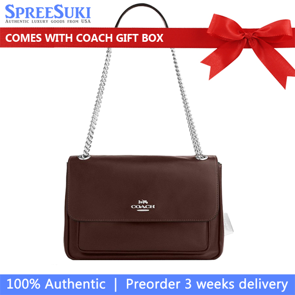 Coach Elodie Crossbody Bag Silver Maple Dark Red # CCF09