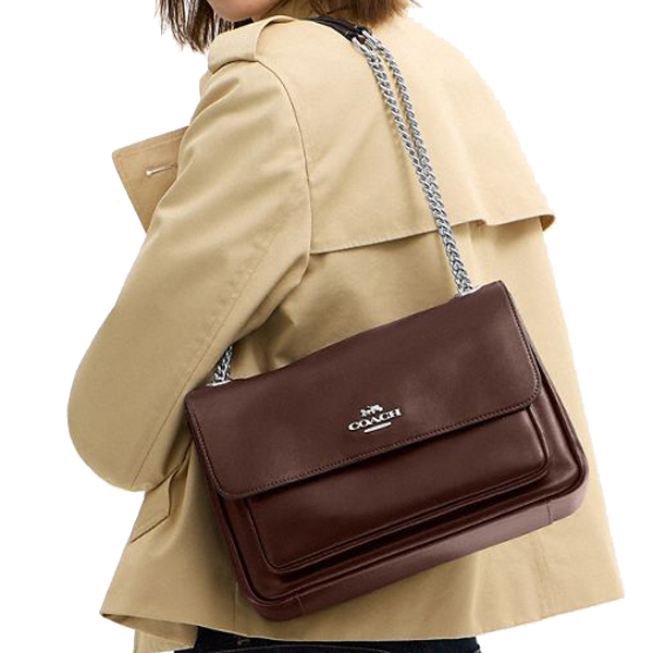 Coach Elodie Crossbody Bag Silver Maple Dark Red # CCF09