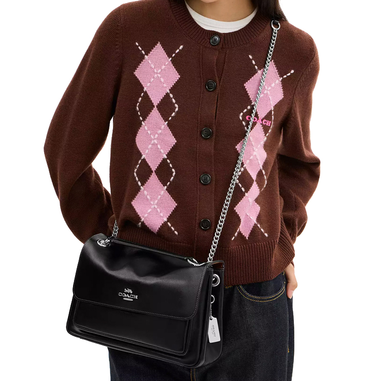 Coach Elodie Crossbody Bag Silver Black # CCF09