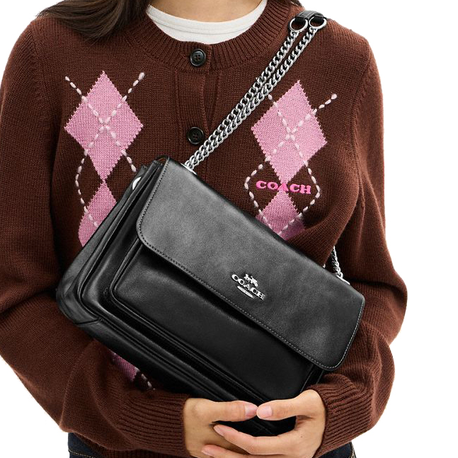 Coach Elodie Crossbody Bag Silver Black # CCF09