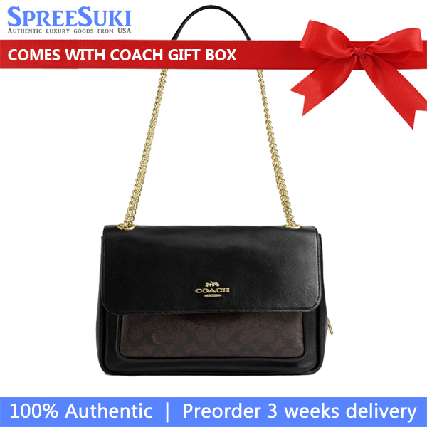 Coach Elodie Crossbody Bag In Signature Canvas Walnut Black # CCF10