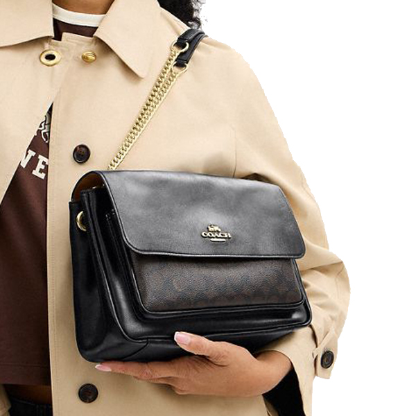 Coach Elodie Crossbody Bag In Signature Canvas Walnut Black # CCF10