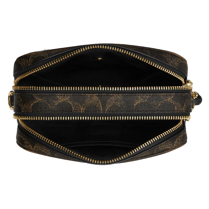 Coach Mini Carey Crossbody Bag In Loved Signature Canvas Brown Dark Brown # CEK73