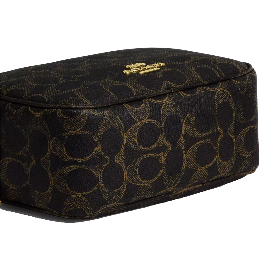 Coach Mini Carey Crossbody Bag In Loved Signature Canvas Brown Dark Brown # CEK73