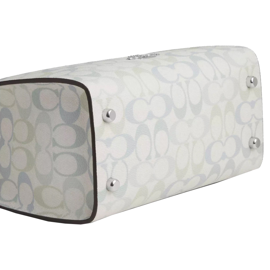 Coach Maggie Small Tote Bag In Signature Canvas Silver Chalk Blue White # CDZ08