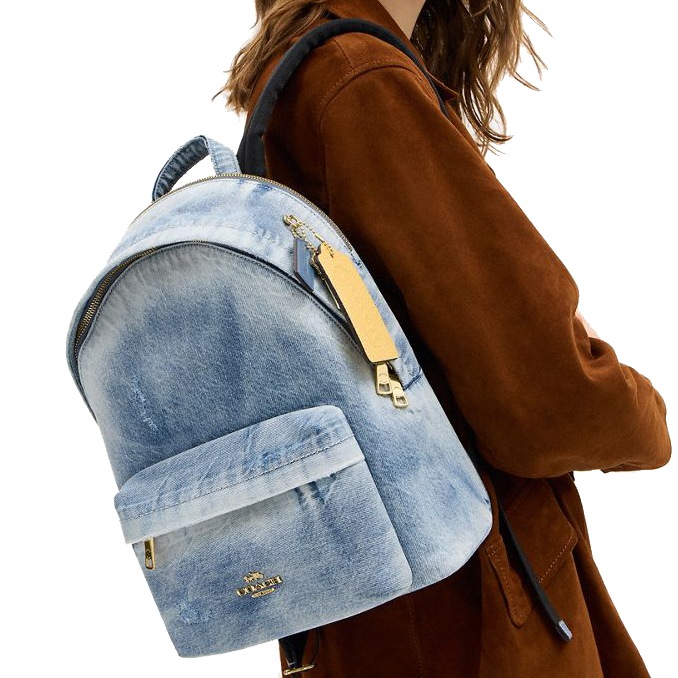 Coach Taylor Small Backpack In Loved Denim Light Indigo Light blue # CEF27