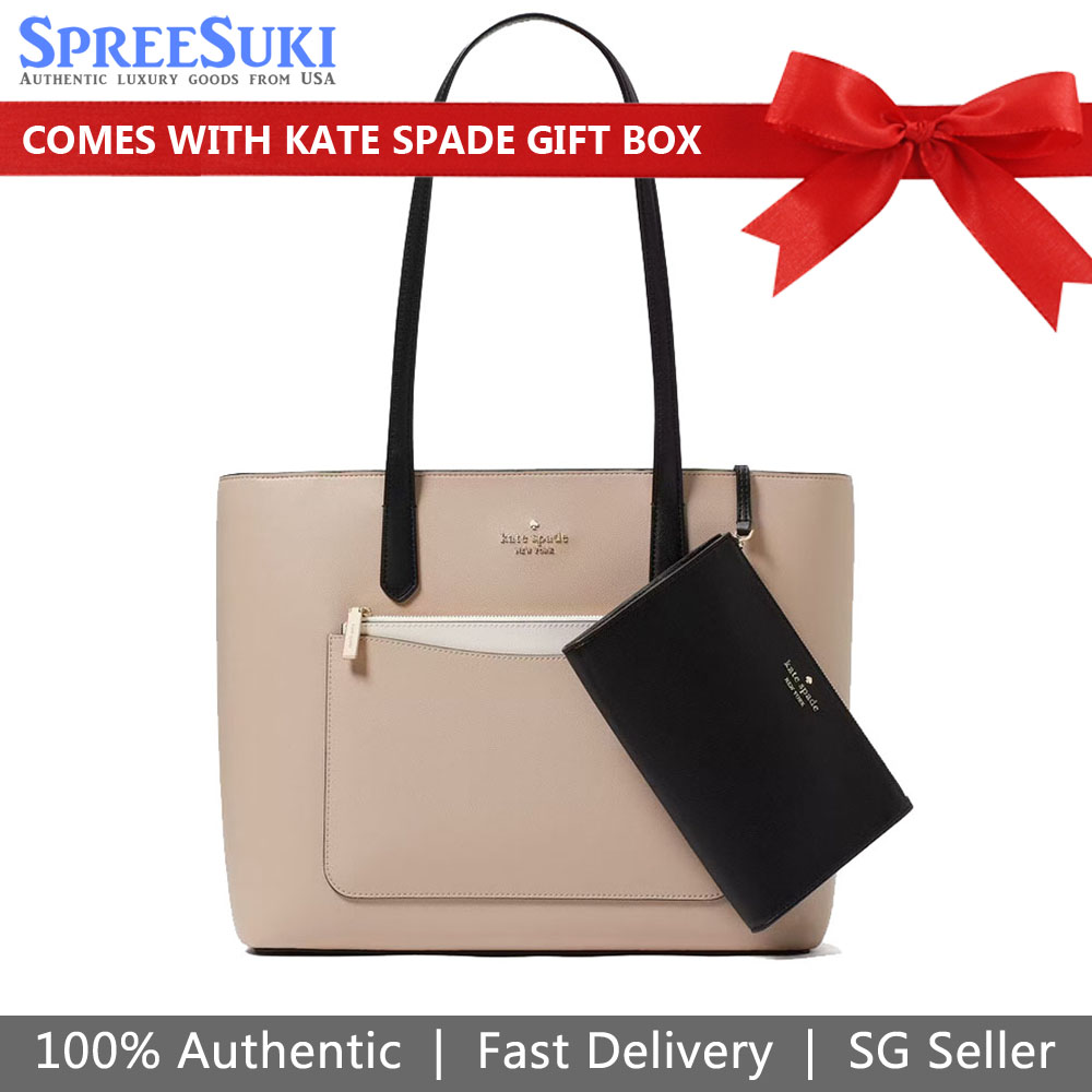 Kate Spade Staci Colorblock Leather Large Tote Set Warm Beige Multi # KH401