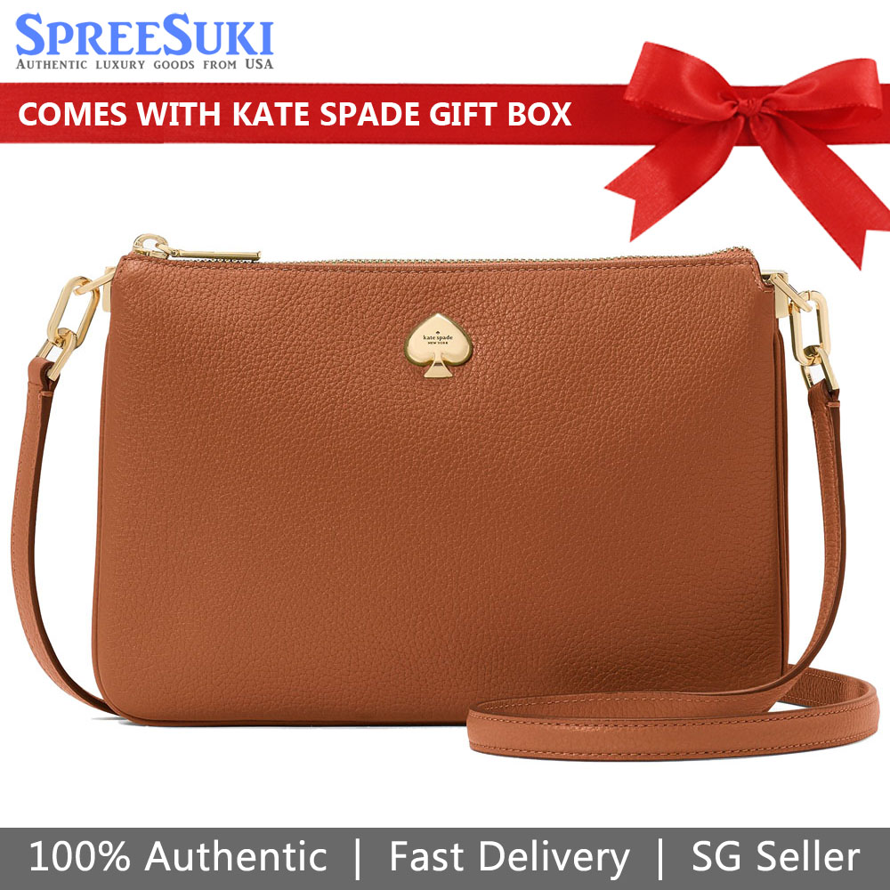 Kate Spade Kayla Small Triple Compartment Crossbody Warm Gingerbread Dark Brown # KL806