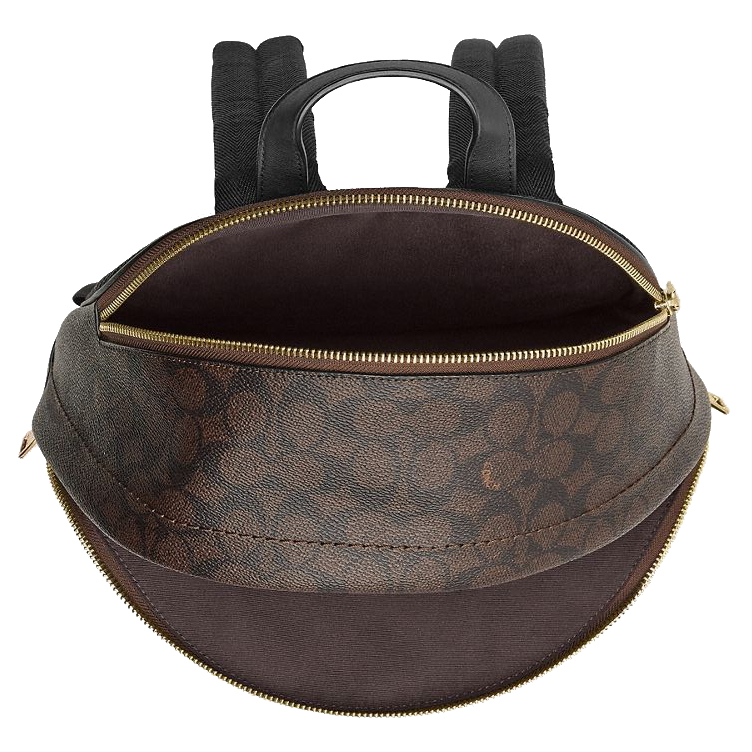 Coach Taylor Small Backpack In Signature Canvas Walnut Black Dark Brown # CDW76