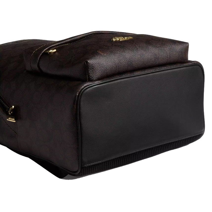 Coach Taylor Small Backpack In Signature Canvas Walnut Black Dark Brown # CDW76