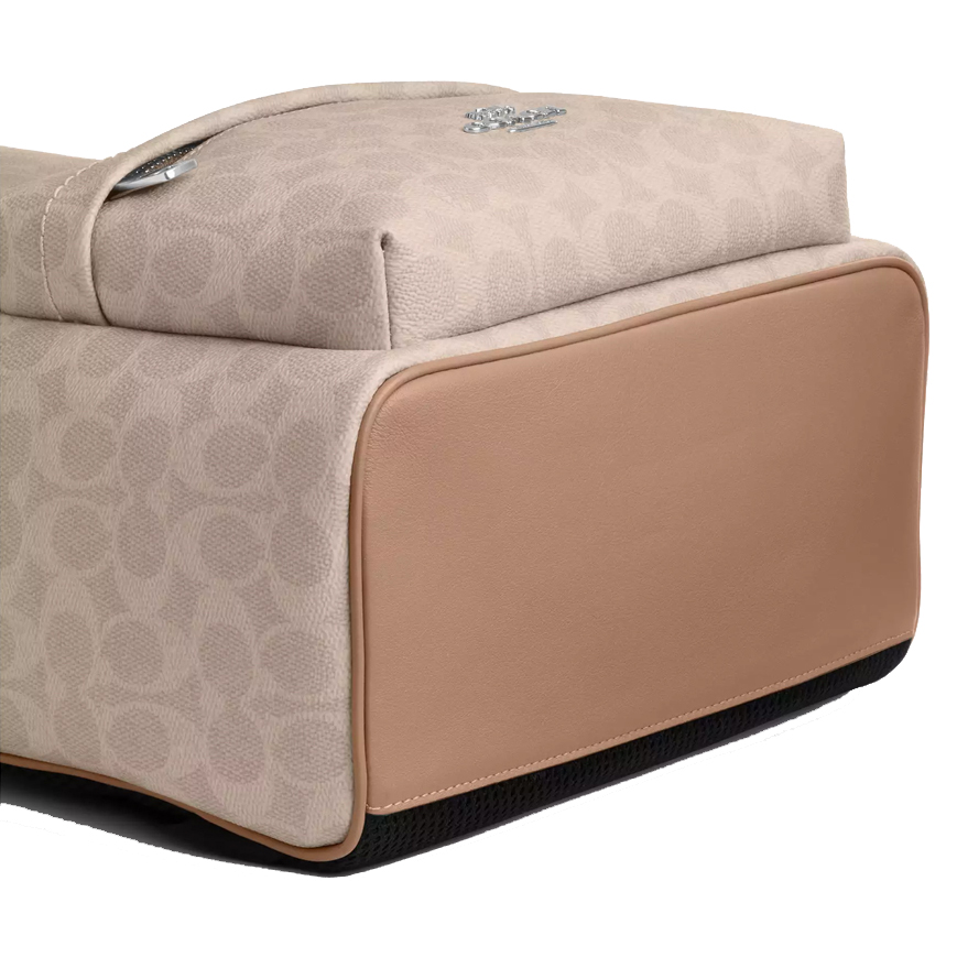 Coach Taylor Small Backpack In Signature Canvas Silver Sand Taupe # CDW76