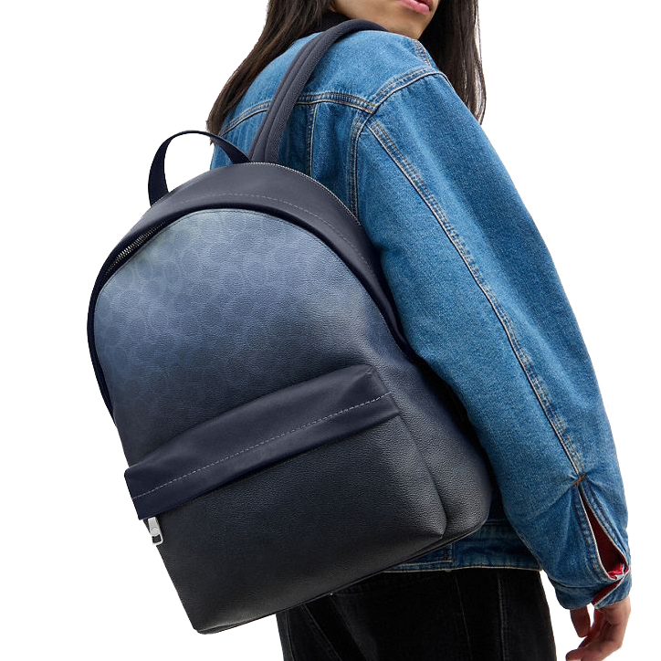 Coach Taylor Backpack In Ombre Signature Canvas Silver Blue # CDX84