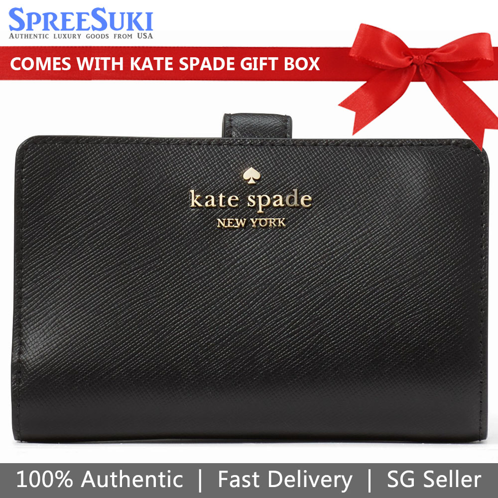 Kate Spade Medium Wallet Medium Compact Bifold Wallet Black # KN752D1