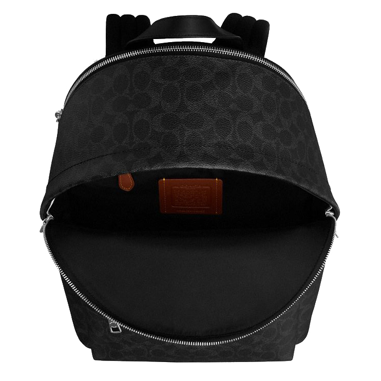 Coach Taylor Backpack In Signature Canvas Silver Black Signature # CDX95