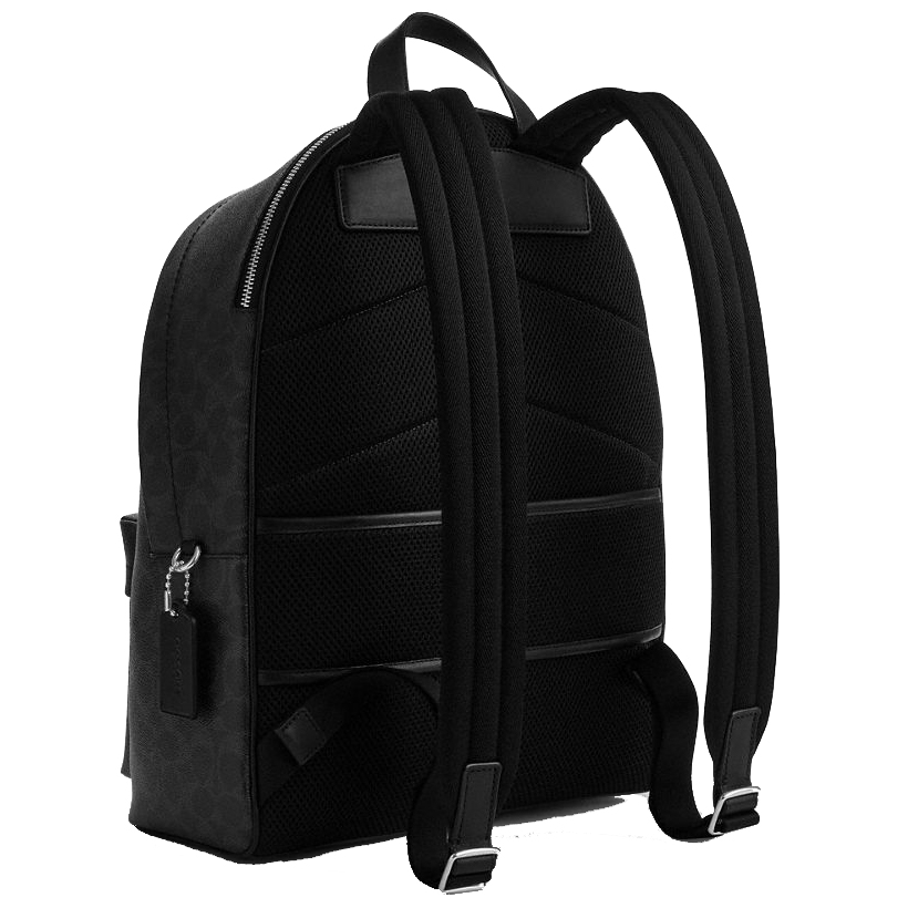 Coach Taylor Backpack In Signature Canvas Silver Black Signature # CDX95