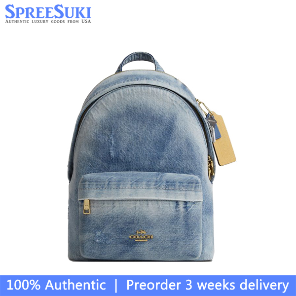 Coach Taylor Small Backpack In Loved Denim Light Indigo Light blue # CEF27