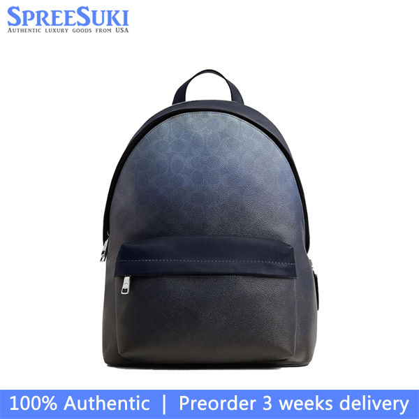 Coach Taylor Backpack In Ombre Signature Canvas Silver Blue # CDX84