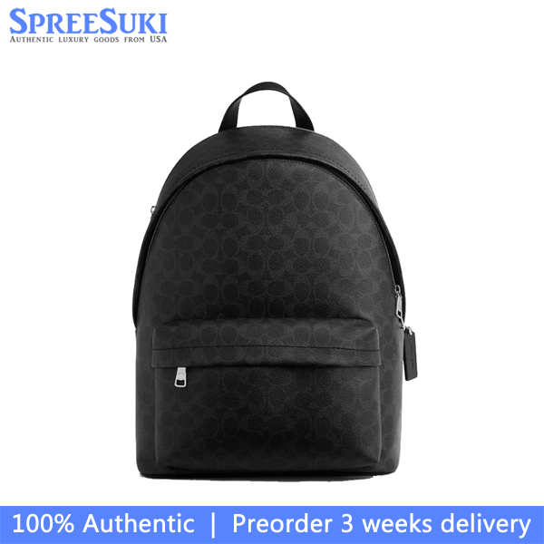 Coach Taylor Backpack In Signature Canvas Silver Black Signature # CDX95