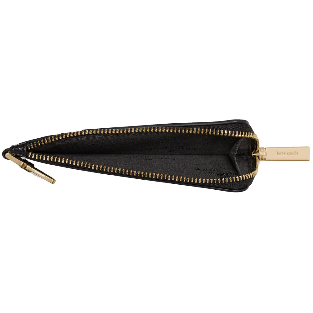 Kate Spade Saffiano Leather Card Case Lanyard Black Black # KN779